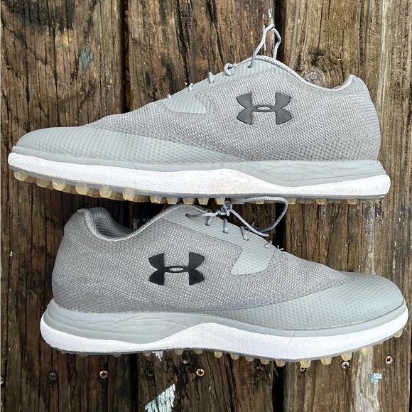 Under Armour UA Tour Tips Knit SL Golf Cleats Spikes Men’s Light Grey Size 9.5 - Picture 5 of 11